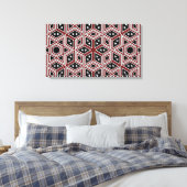 Retropatropatroon naadloos kunstcanvas #2 canvas afdruk (Insitu (Slaapkamer))