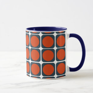 Retropatropatroon van 70 s in Oranje en blauw Mok
