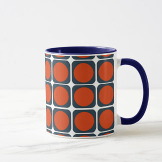 Retropatropatroon van 70 s in Oranje en blauw Mok