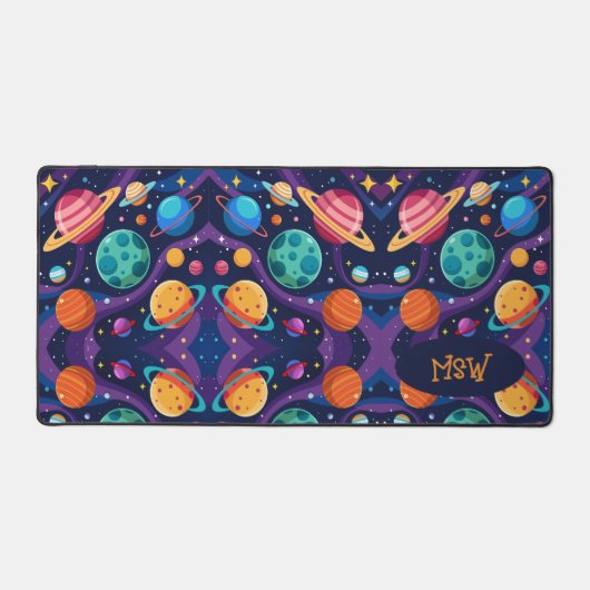 Retroplaneten met monogram bureaumat (Voorkant)