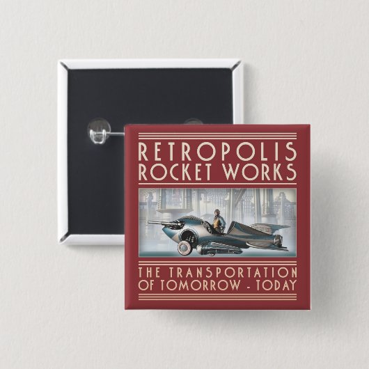 Retropolis Rocket Works Square Button (Voorkant /achterkant)