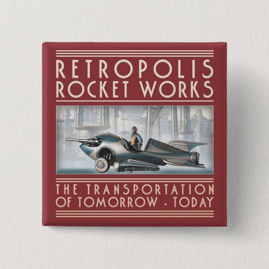 Retropolis Rocket Works Square Button (Voorkant)
