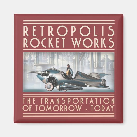 Retropolis Rocket Works vierkante magneet (Voorkant)