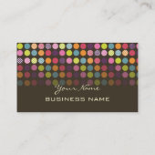 Retropolka-punten, donker grafiet visitekaartje (Achterkant)