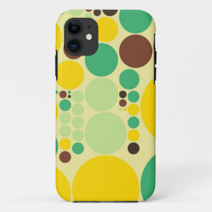 Retropolka-puntpatroon (groen, geel, bruin) iPhone 11 hoesje
