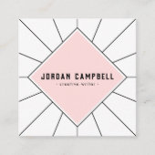 Retroradiale geometrische roze wit minimaal vierkante visitekaartje (Voorkant)