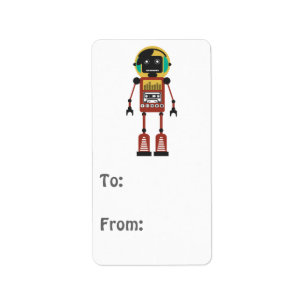 Retroradio robot etiket