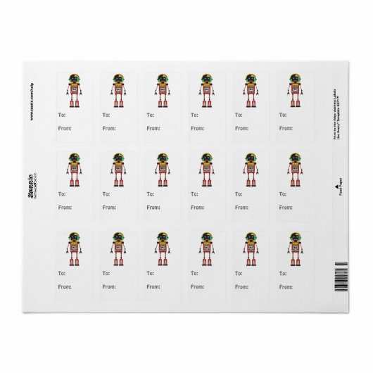 Retroradio robot etiket (Full Sheet)