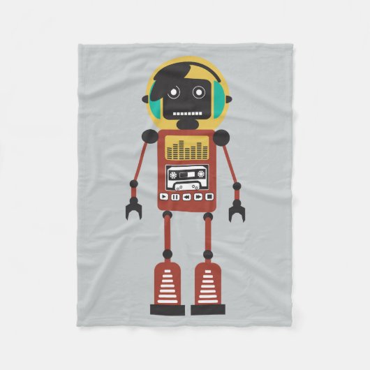 Retroradio robot fleece deken (Voorkant)