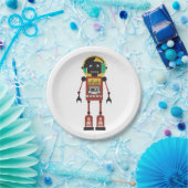 Retroradio robot papieren bordje (Feest)