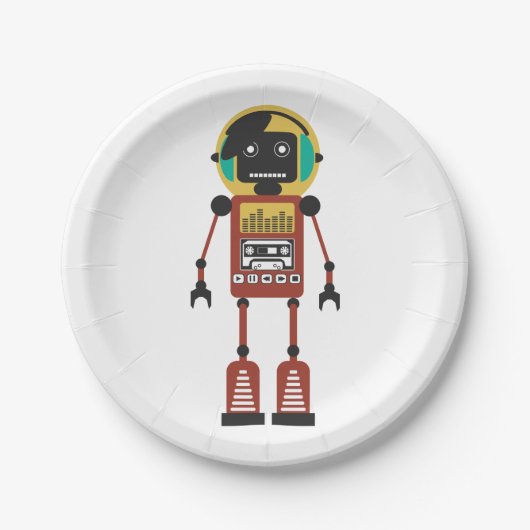 Retroradio robot papieren bordje (Voorkant)