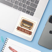 Retroradio Sticker (Laptop met iPhone)