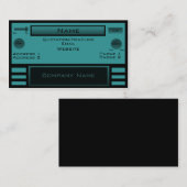 Retroradio-Visitekaartje, Blauwgroen Visitekaartje (Voorkant / Achterkant)