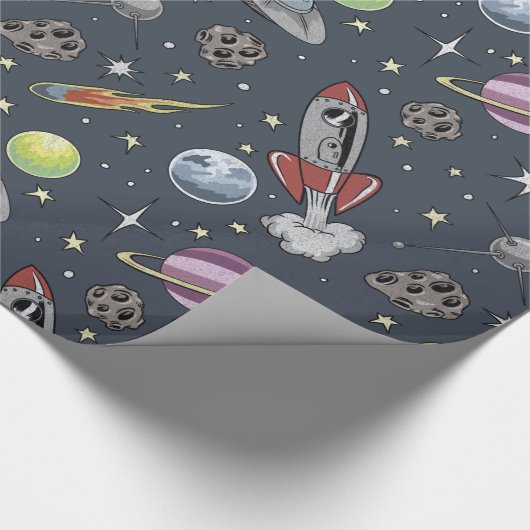 Retroraketten Cadeaupapier (Hoek)