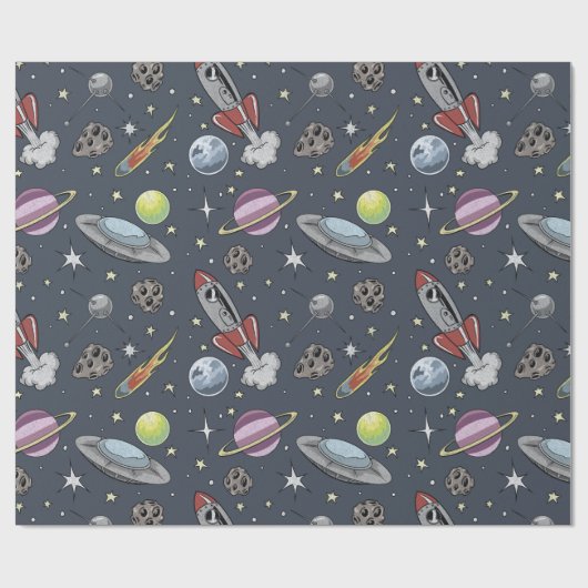 Retroraketten Cadeaupapier (Vlak)