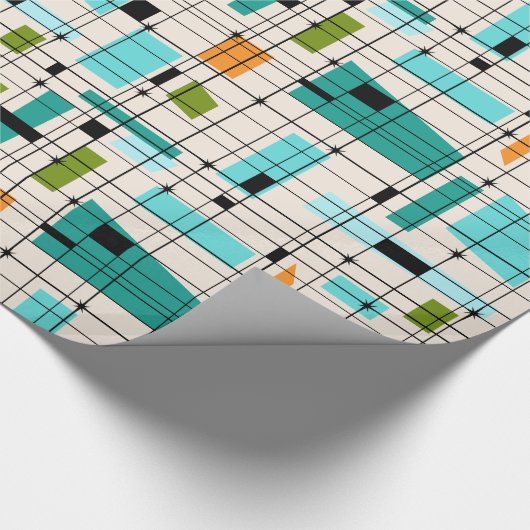 Retroraster en Starbursts Verpakkingspapier Cadeaupapier (Hoek)