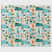 Retroraster en Starbursts Verpakkingspapier Cadeaupapier (Vlak)