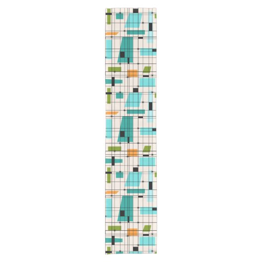 Retroraster en Startbursts Table Runner Korte Tafelloper (Voorkant)