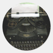 retrorefmachine, schrijfmachine ronde sticker (Voorkant)