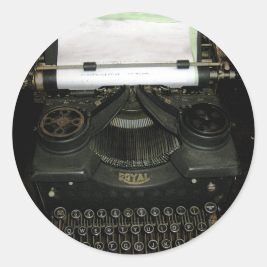 retrorefmachine, schrijfmachine ronde sticker (Voorkant)