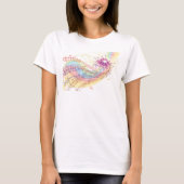 Retroregenboog en Muzieknoten T-shirt (Voorkant)