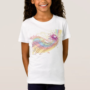 Retroregenboog en Muzieknoten T-shirt