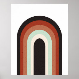 Retroregenboog in Terracotta Mint & Beige Art Prin Poster