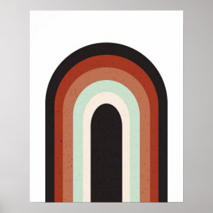 Retroregenboog in Terracotta Mint & Beige Art Prin Poster
