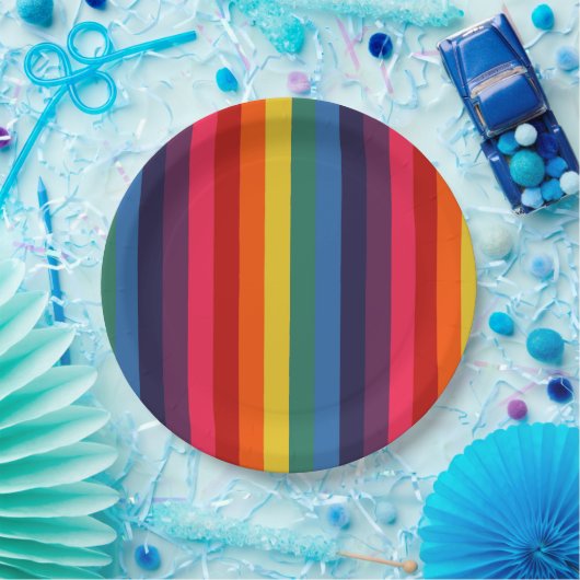 Retroregenboog Papieren Bordje (Feest)