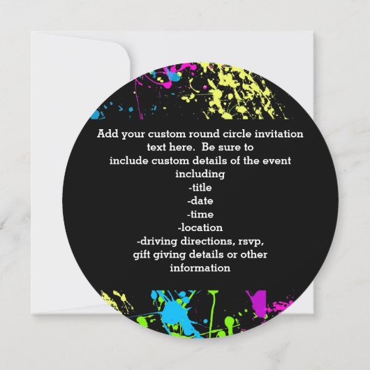 Retroregenboog van Neon Paint-Spletters op zwart Kaart (Achterkant)