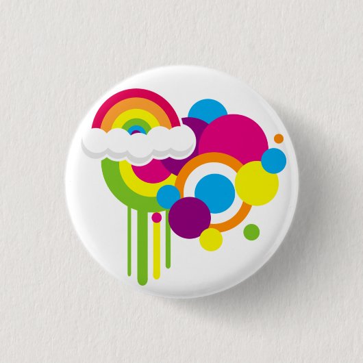 RetroregenboogButton (wit) Ronde Button 3,2 Cm (Voorkant)