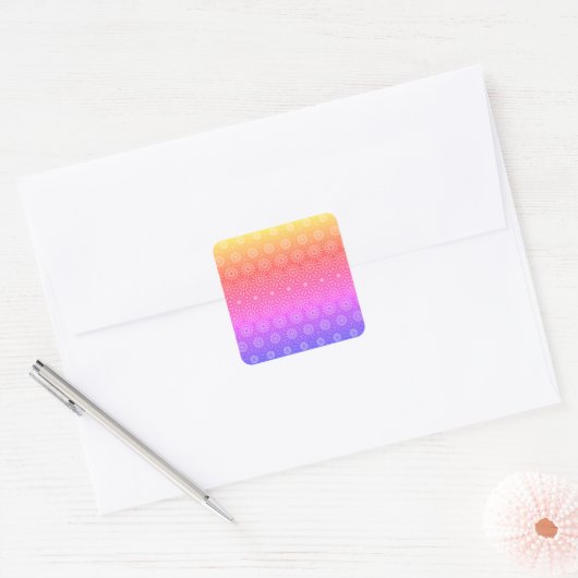 Retroregenboogcirkels Vierkante Sticker (Envelop)