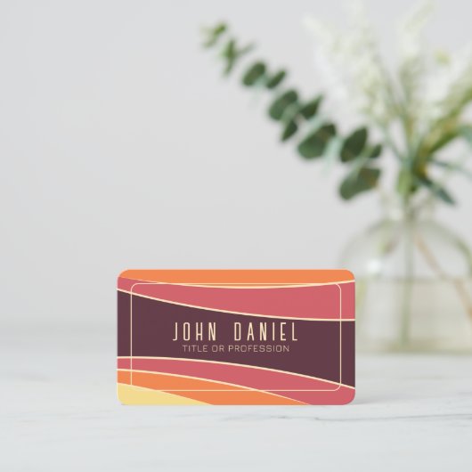 Retroregenbooggolvende strepen visitekaartje (Staand voorkant)