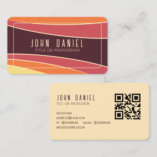 Retroregenbooggolvende strepen visitekaartje (Voorkant / Achterkant)