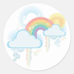 Retroregenboogontwerp - pastel ronde sticker