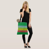 Retroregenboogstreep  tote bag (Op model)