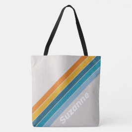 Retroregenboogstreep Tote Bag
