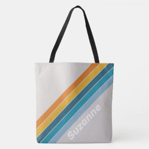 Retroregenboogstreep Tote Bag