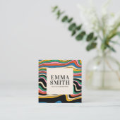 Retroregenboogstrips Vierkante Visitekaartje (Staand voorkant)