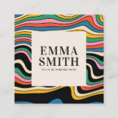 Retroregenboogstrips Vierkante Visitekaartje (Voorkant)