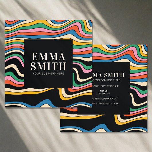 Retroregenboogstrips Vierkante Visitekaartje