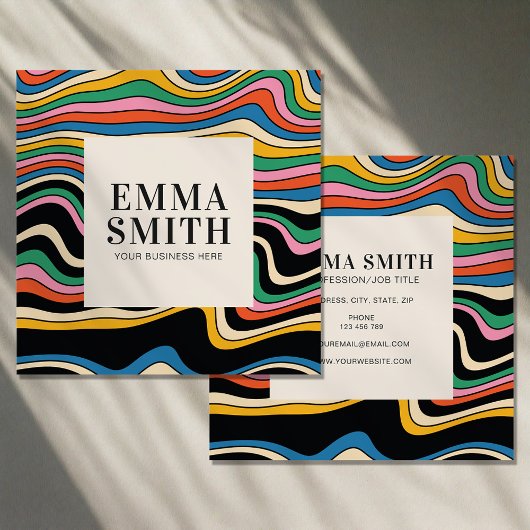 Retroregenboogstrips Vierkante Visitekaartje