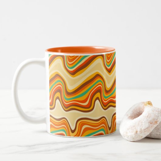retroregolf warm tweekleurige koffiemok (Met donut)