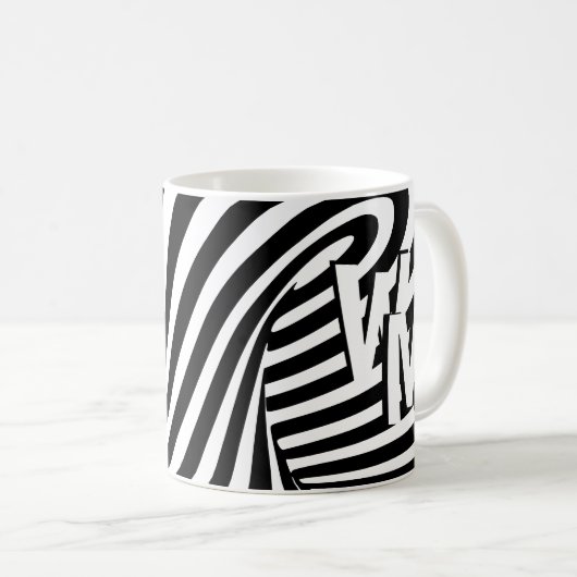 RetroRetro Zwart Wit Abstract Zebra Pattern Init Koffiemok (Voorkant rechts)