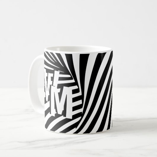 RetroRetro Zwart Wit Abstract Zebra Pattern Init Koffiemok (Voorkant links)