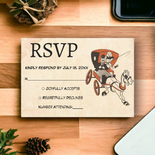 retroromanc Old Couple Rustic Wedding RSVP Kaartje