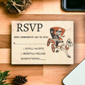  retroromanc Old Couple Rustic Wedding RSVP Kaartje