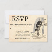 retroRomantische oude klassieke ridderbruiloft RSVP Kaartje (Voorkant)