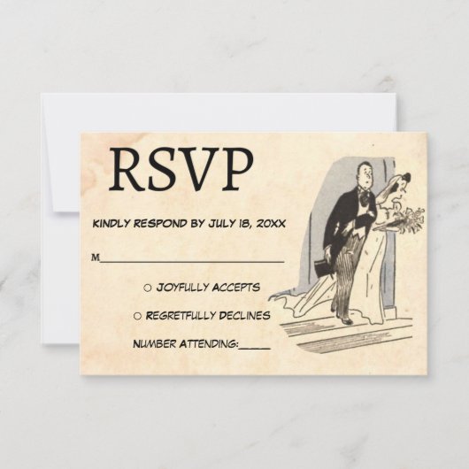 retroRomantische oude klassieke ridderbruiloft RSVP Kaartje (Voorkant)