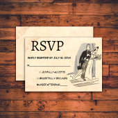 retroRomantische oude klassieke ridderbruiloft RSVP Kaartje